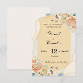 Vintage Chic Herbstblumen Hochzeitseinladung Dankeskarte