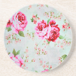 Vintage Chic-Hütten-Rosa-Rose mit Blumen Getränkeuntersetzer