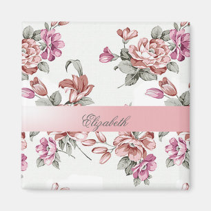 Vintage Chic Mädchenhafte Blumen-Personalisiert Magnet