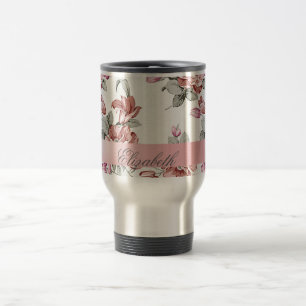 Vintage Chic Mädchenhafte Blumen-Personalisiert Reisebecher