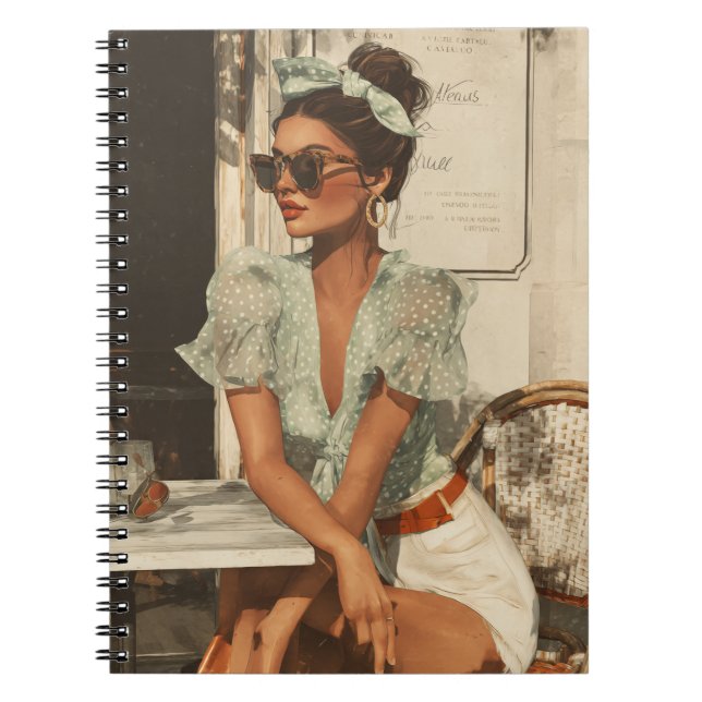 Vintage-Chic-Mode Frau Spiralblock Notizblock (Vorderseite)