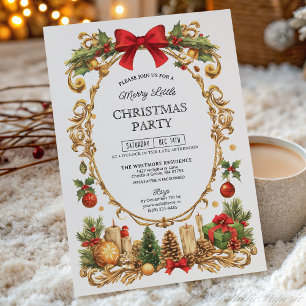 Vintage-Chic-Rahmen mit roter Schleife Weihnachtsf Einladung
