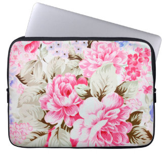 Vintage Chic-Rosa-Blumen-Blumenlaptop-Hülse Laptopschutzhülle