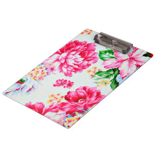 Vintage Chic Rosa Blumen Floral Klemmbrett