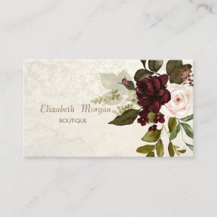 Vintage Chic Spitze burgunderrote Blumen Visitenkarte
