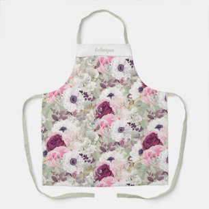 Vintage Chic Weibliches Rosa Wasserfarben-Blumenmu Schürze