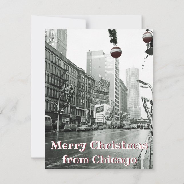 VINTAGE CHICAGO CHRISTMAS STREET FOTOGRAPH FEIERTAGSKARTE (Vorderseite)