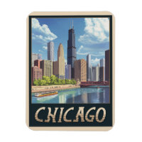 Vintage Chicago City Skyline