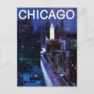 Vintage Chicago City Streets Travel Postkarte