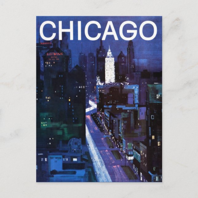 Vintage Chicago City Streets Travel Postkarte (Vorderseite)