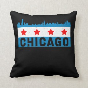 Vintage Chicago Flag Skyline Kissen