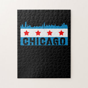 Vintage Chicago Flag Skyline Puzzle