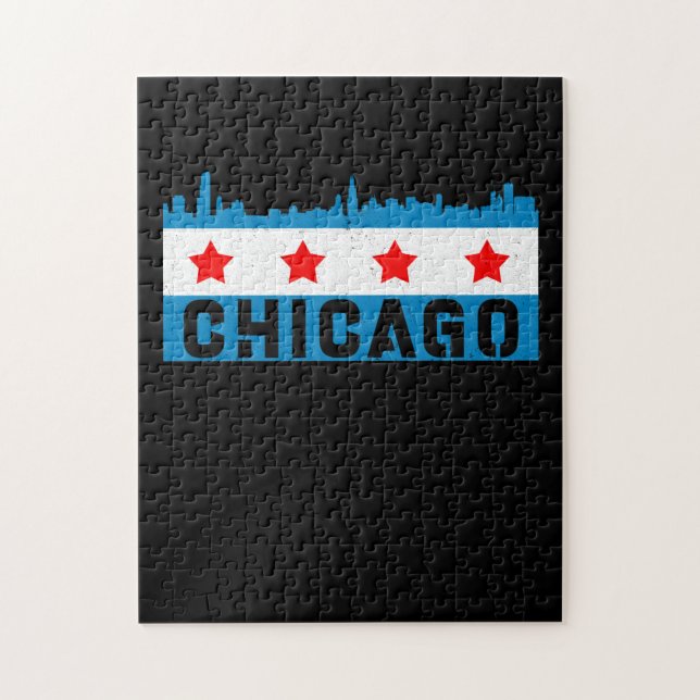 Vintage Chicago Flag Skyline Puzzle (Vertikal)