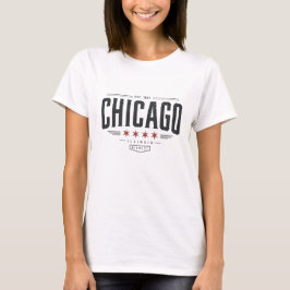 Vintage-Chicago-Grafik-T-Shirt mit vier Sternen T-Shirt