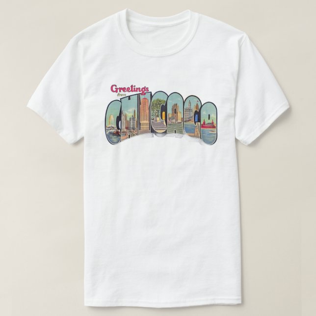 Vintage Chicago Gruß T-Shirt (Design vorne)