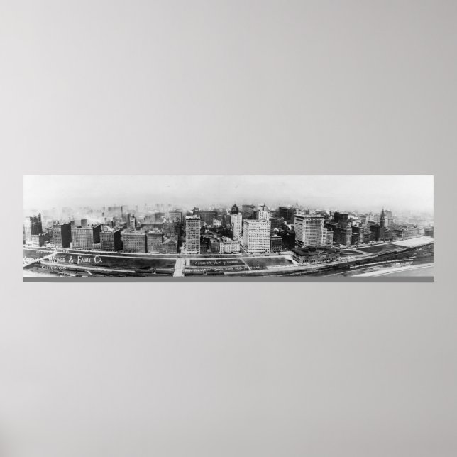 Vintage Chicago Illinois 1911 aus dem Flugzeug Poster (Vorne)