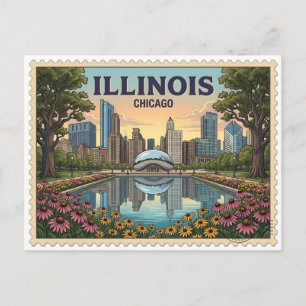 Vintage Chicago Illinois Millennium Park Skyline Postkarte