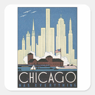 Vintage Chicago Illinois Quadratischer Aufkleber