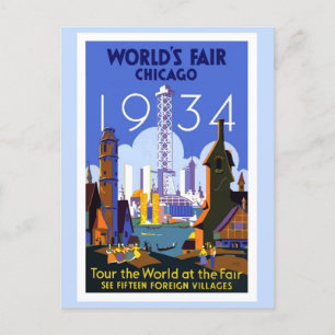 Vintage Chicago Illinois World Fair Retro Travel Postkarte