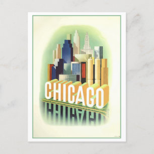 Vintage-Chicago-Reisewerbepostkarte Postkarte