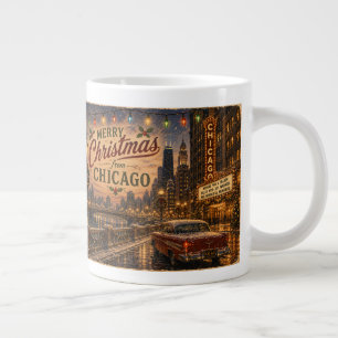 Vintage Chicago Route 66 Weihnachtsstadtlichter Jumbo-Tasse
