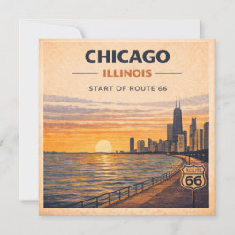 Vintage Chicago Skyline Route 66 Sonnenuntergang S