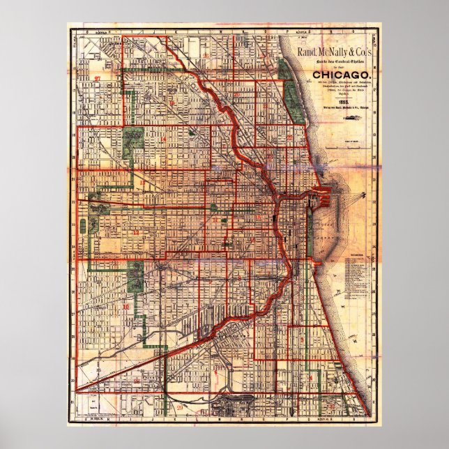 Vintage Chicago Stadtplan Poster (Vorne)