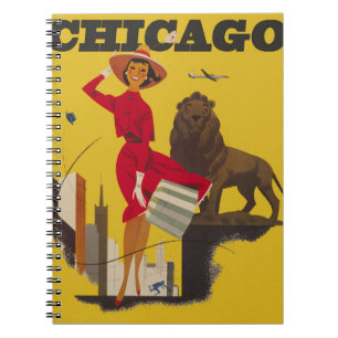 Vintage Chicago USA Flugreise-Werbung Notizblock