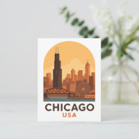 Vintage Chicago USA Reise – Retro Stadtansicht