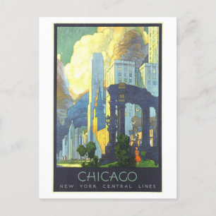 Vintage Chicago Via New York Central Lines Postkarte