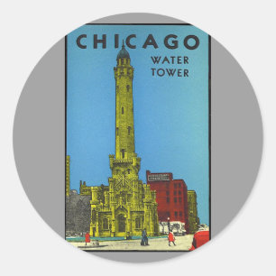 Vintage Chicago Wasserturm Runder Aufkleber