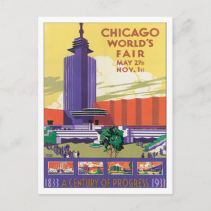 Vintage Chicago World's Fair USA Postcard Postkarte