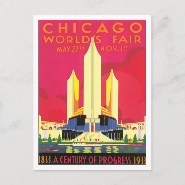 Vintage Chicago World's Fair USA Postcard Postkarte (Vorderseite)