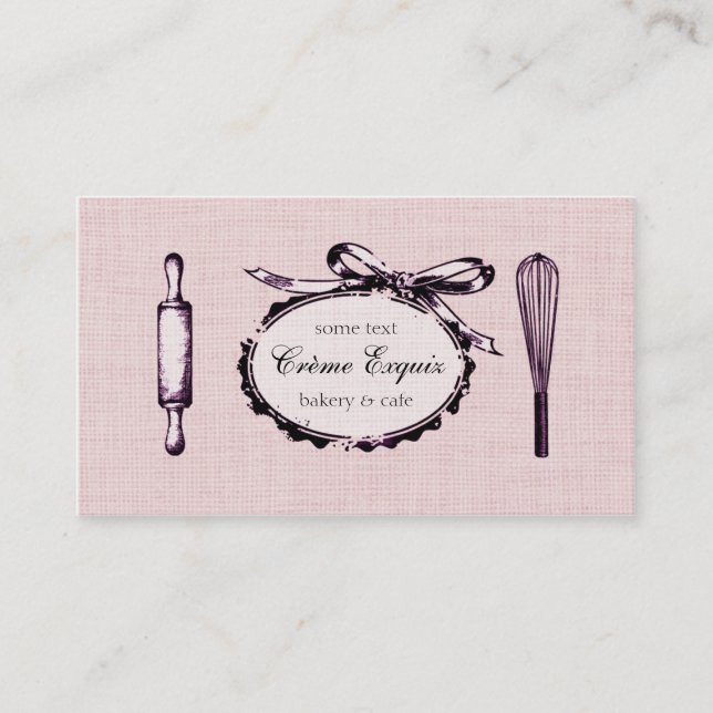 Vintage Chicbackenbäckereibäcker-Bonbonbögen Visitenkarte (Vorderseite)