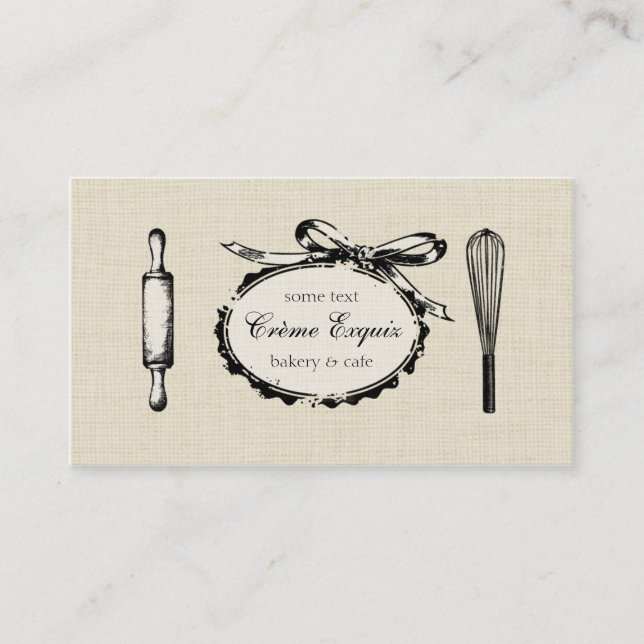 Vintage Chicbackenbäckereibäcker-Bonbonbögen Visitenkarte (Vorderseite)