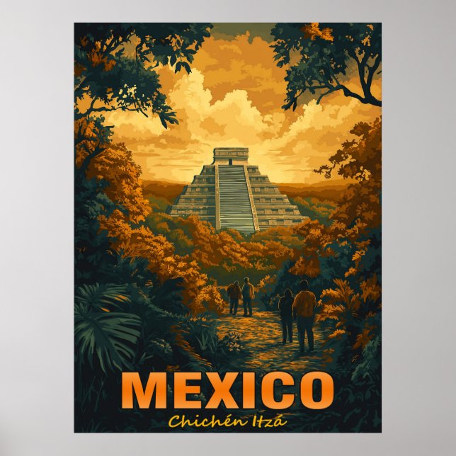 Vintage Chichen Itza, Mexiko  Poster (Vorne)