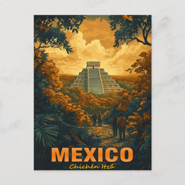 Vintage Chichen Itza, Mexiko  Postkarte (Vorderseite)