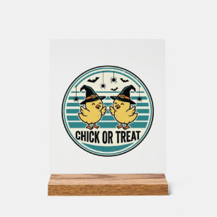 Vintage-Chick oder Treat-Halloween-Küken-Design_1 Acrylschild