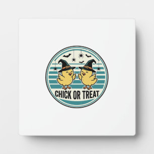 Vintage Chick Or Treat Halloween Küken Design_1 Fotoplatte