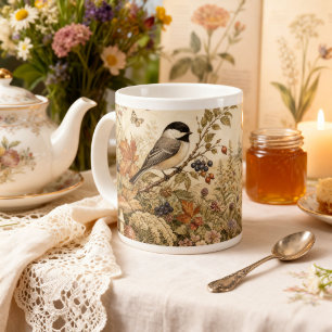 Vintage Chickadee Cottagecore Waldvogel Jumbo-Tasse
