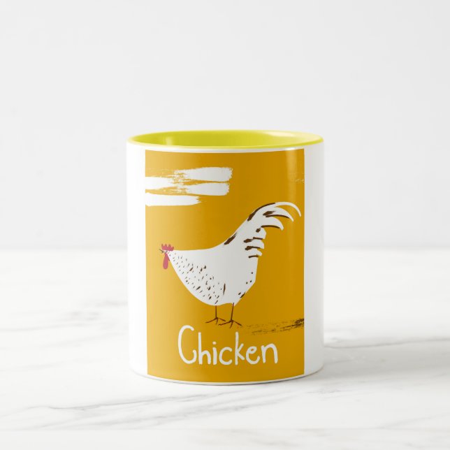 Vintage Chicken Zweifarbige Tasse (Mittel)
