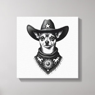 Vintage-Chihuahua-Cowboy-Gravur-Stil Western D Leinwanddruck