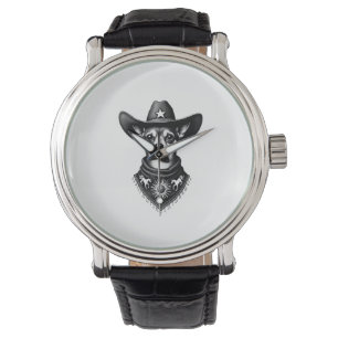 Vintage-Chihuahua-Cowboy-Stil-Western-D Armbanduhr