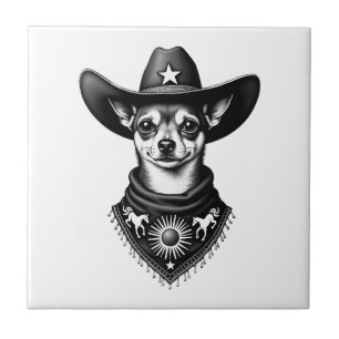 Vintage-Chihuahua-Cowboy-Stil-Western-D Fliese