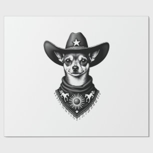 Vintage-Chihuahua-Cowboy-Stil-Western-D Geschenkpapier