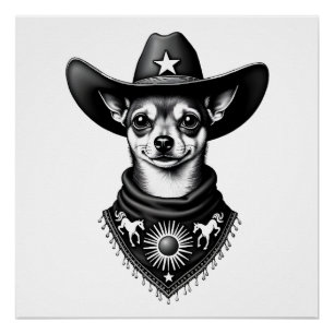 Vintage-Chihuahua-Cowboy-Stil-Western-D Poster