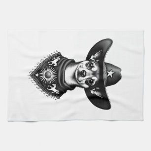 Vintage-Chihuahua-Cowboy-Stil-Western-Schweinchen- Geschirrtuch