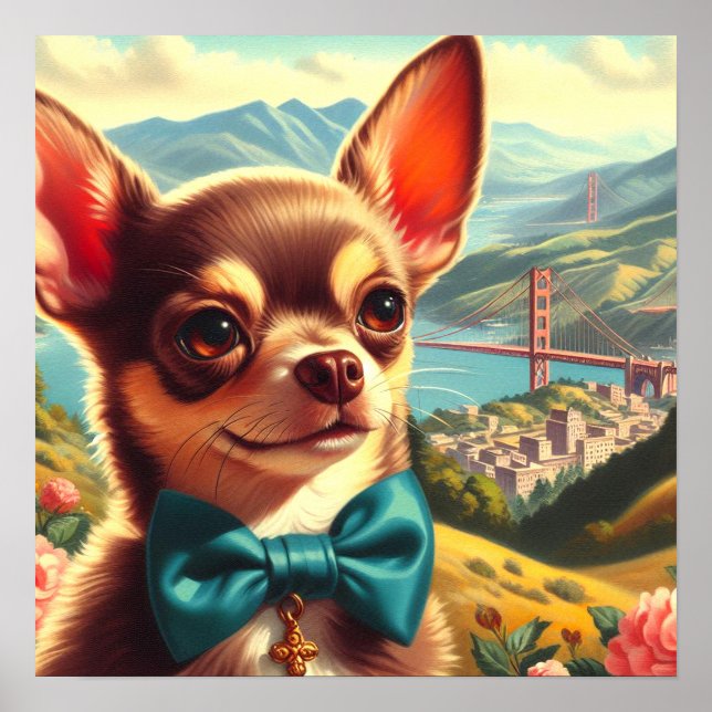 Vintage Chihuahua-Malerei Poster (Vorne)