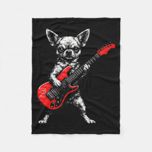 Vintage Chihuahua Rock lustiger Hund spielt Gitarr Fleecedecke