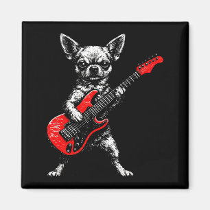 Vintage-Chihuahua Rock lustiger Hund spielt Gitarr Magnet